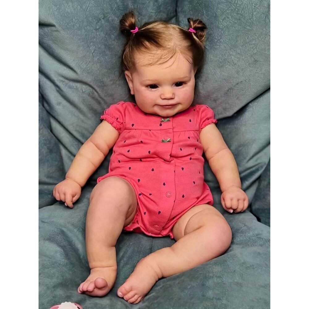 🆕24Inch Girls Soft Vinyl Handmade Realistic Smiling  Newborn Reborn Baby  Doll